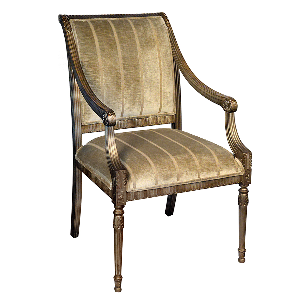 Louis XV Vintage Arm Chair With Faux Leather