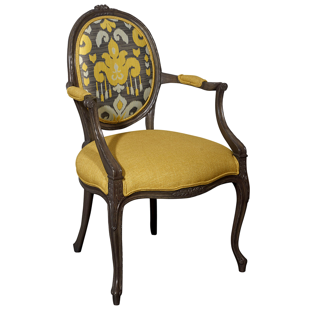 Louis XV Vintage Arm Chair With Faux Leather