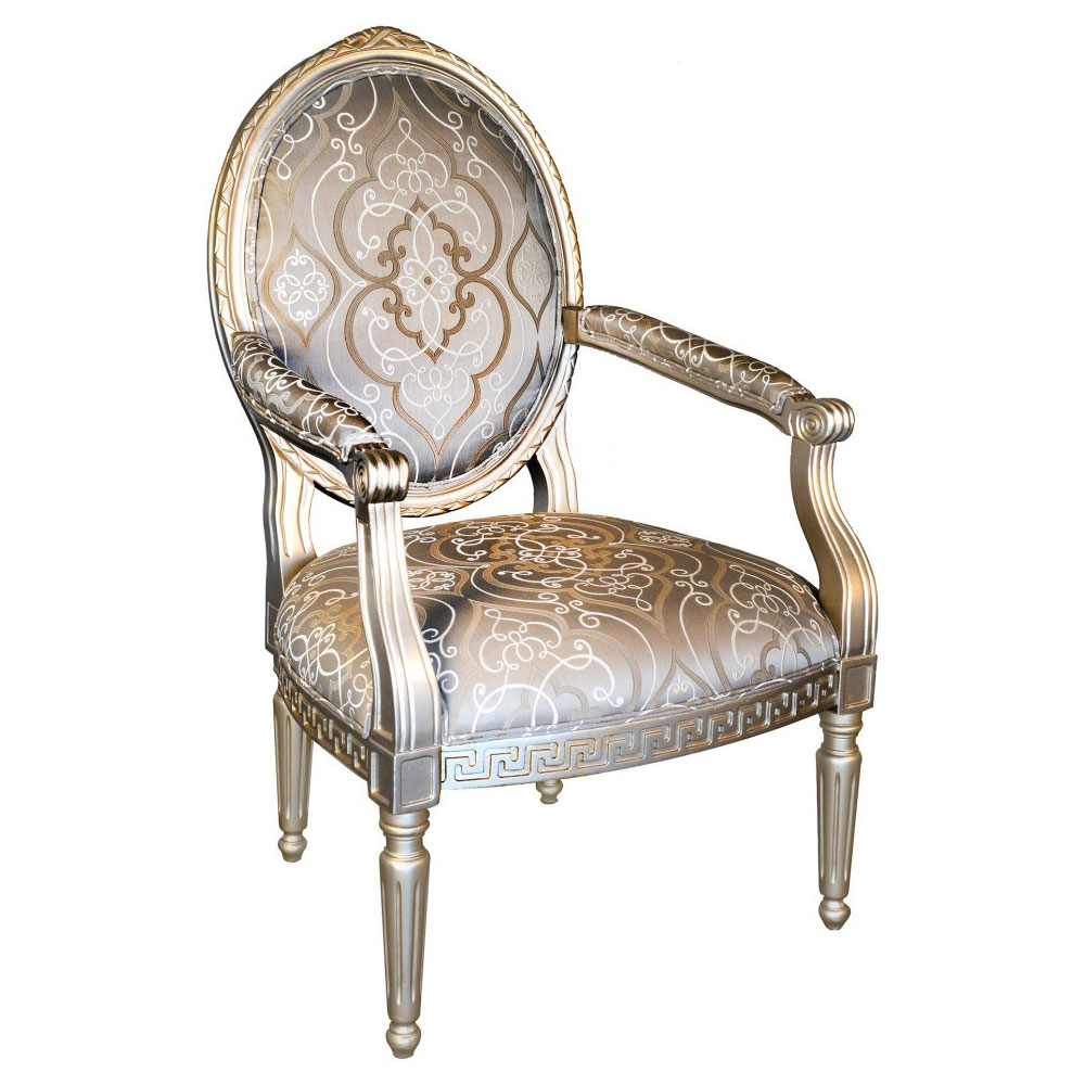 Louis XV Vintage Arm Chair With Faux Leather