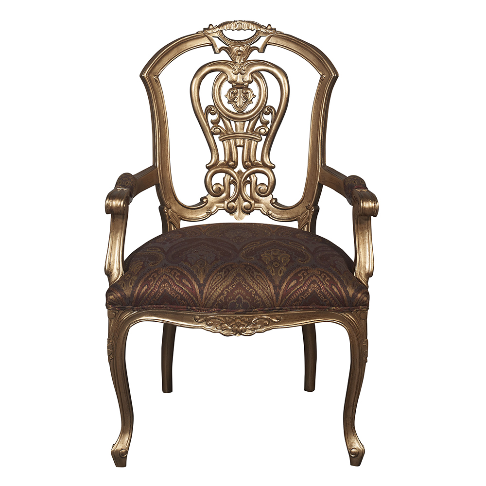 Louis XV Vintage Arm Chair With Faux Leather