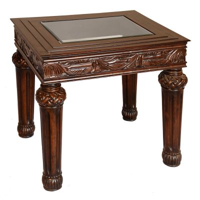 carved accent table with beveled glass s1025et1-1 sigla furniture