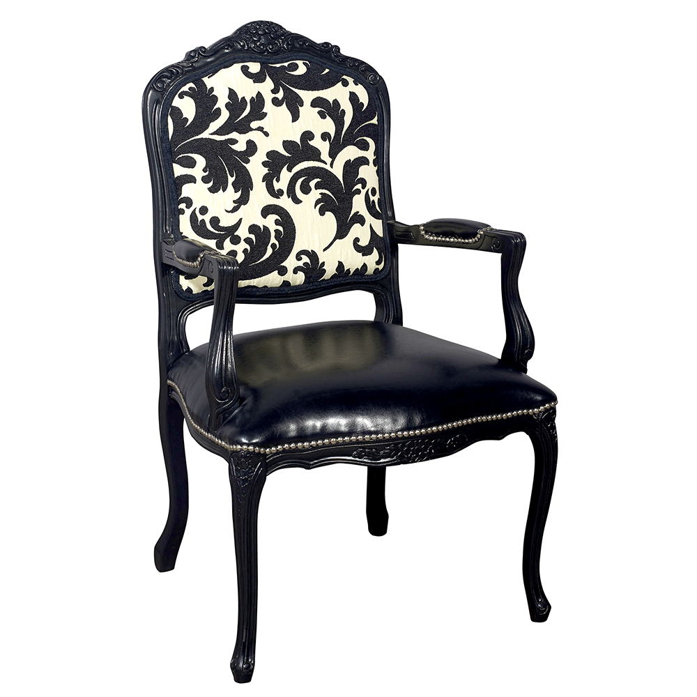 Louis XV Vintage Arm Chair With Faux Leather