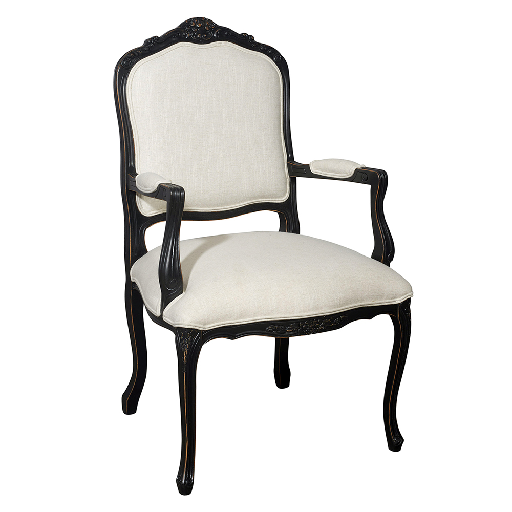  Louis Dining Arm Chair in Black & White