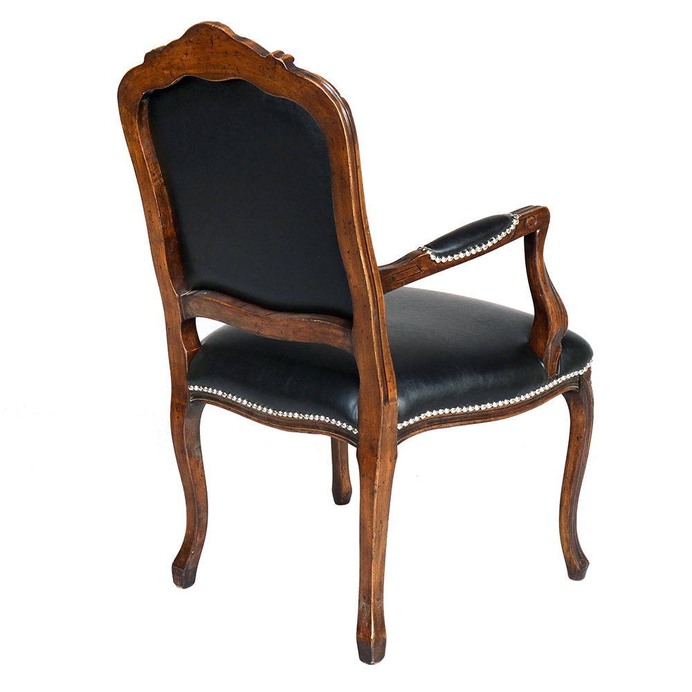 Louis XV Vintage Arm Chair With Faux Leather