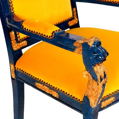 padova lion arm chair navy gold s849a1-1 sigla furniture