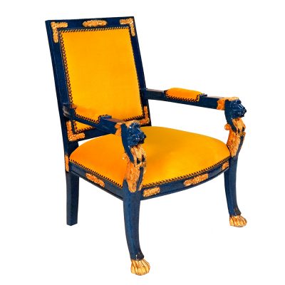 padova lion arm chair navy gold s849a1 sigla furniture