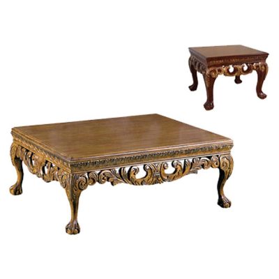 Carved Wood Top Coffee Table S1022CT