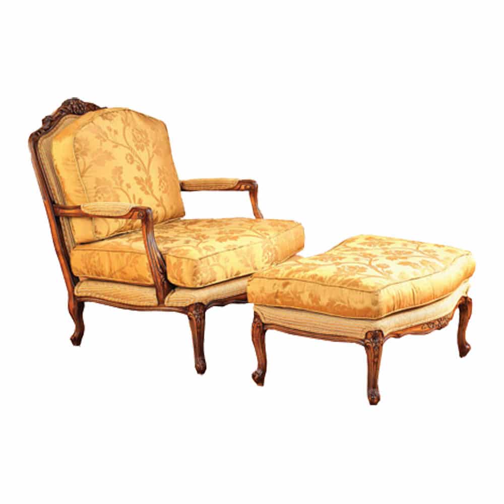 Louis XVI Traditional Lounge Chair and Ottoman