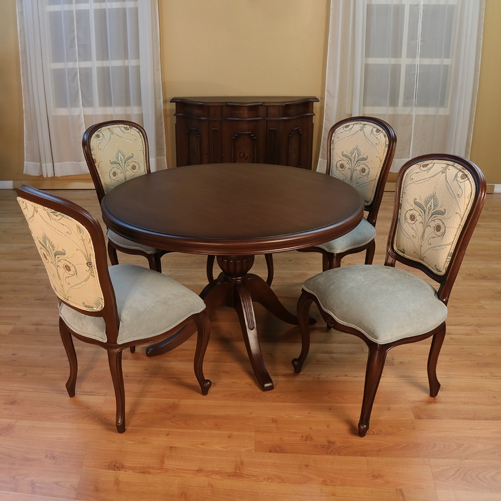 Louis XV 5 Piece Wood Top and Base Dining Set