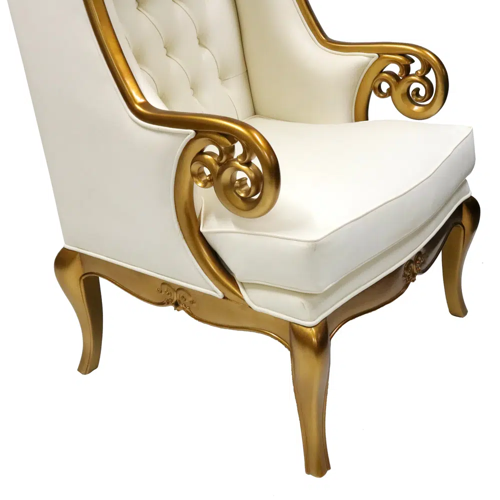 Verona High Back Throne Lounge Chair with Gold Trim