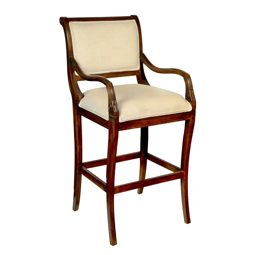 Classic Wooden Barstool with Upholstery
