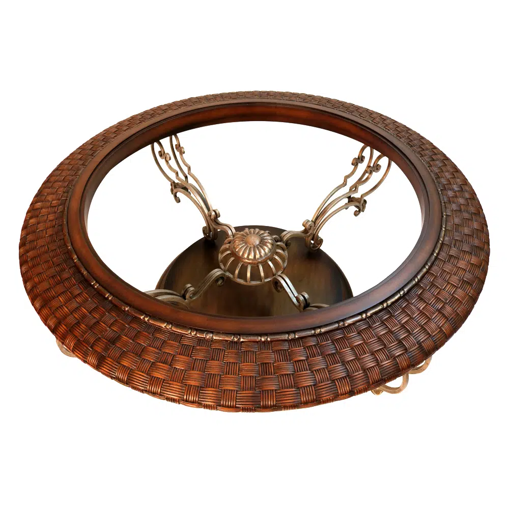 Azar Glass Top Coffee Table with Woven Base