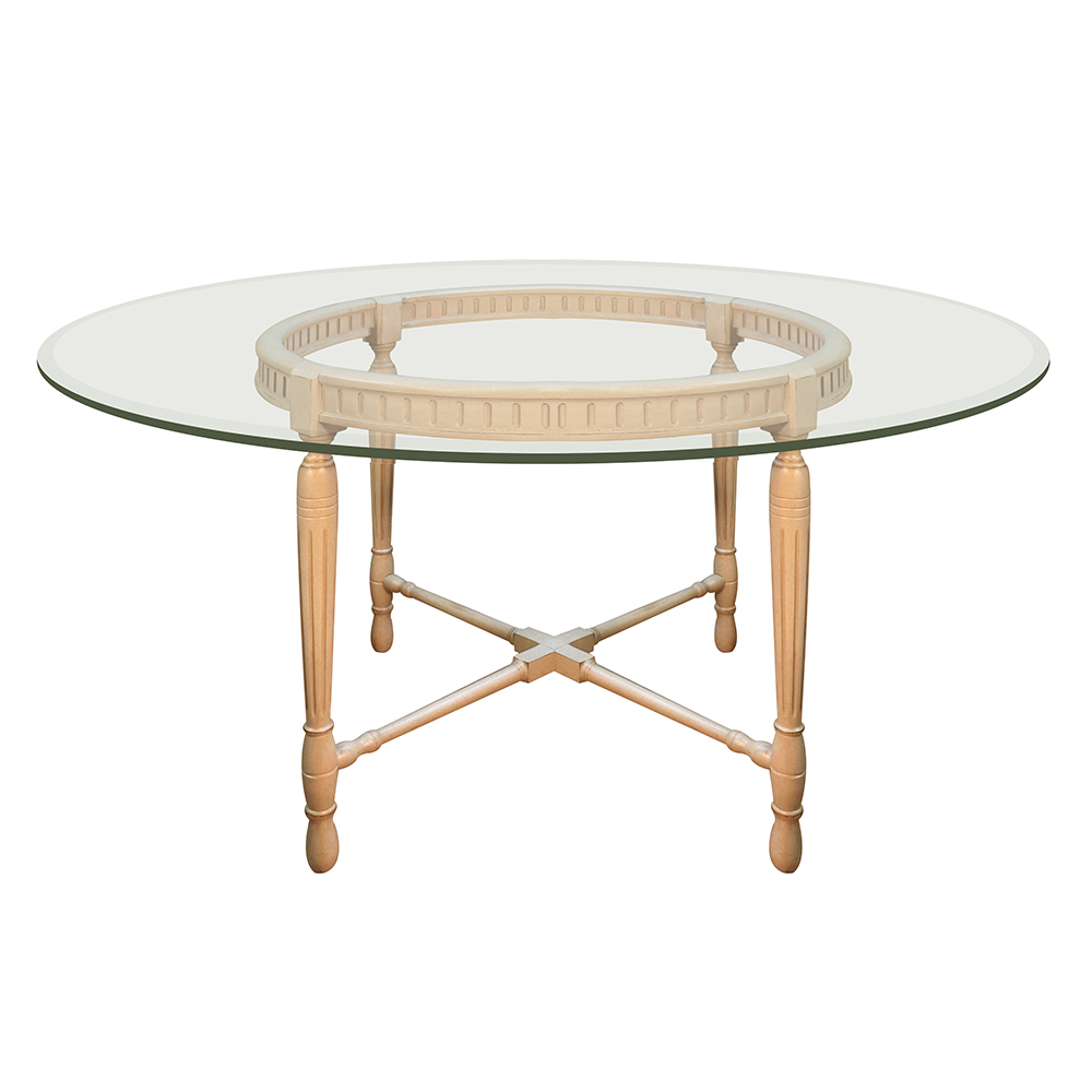 Round Mimi Country Glass Top Dining Table