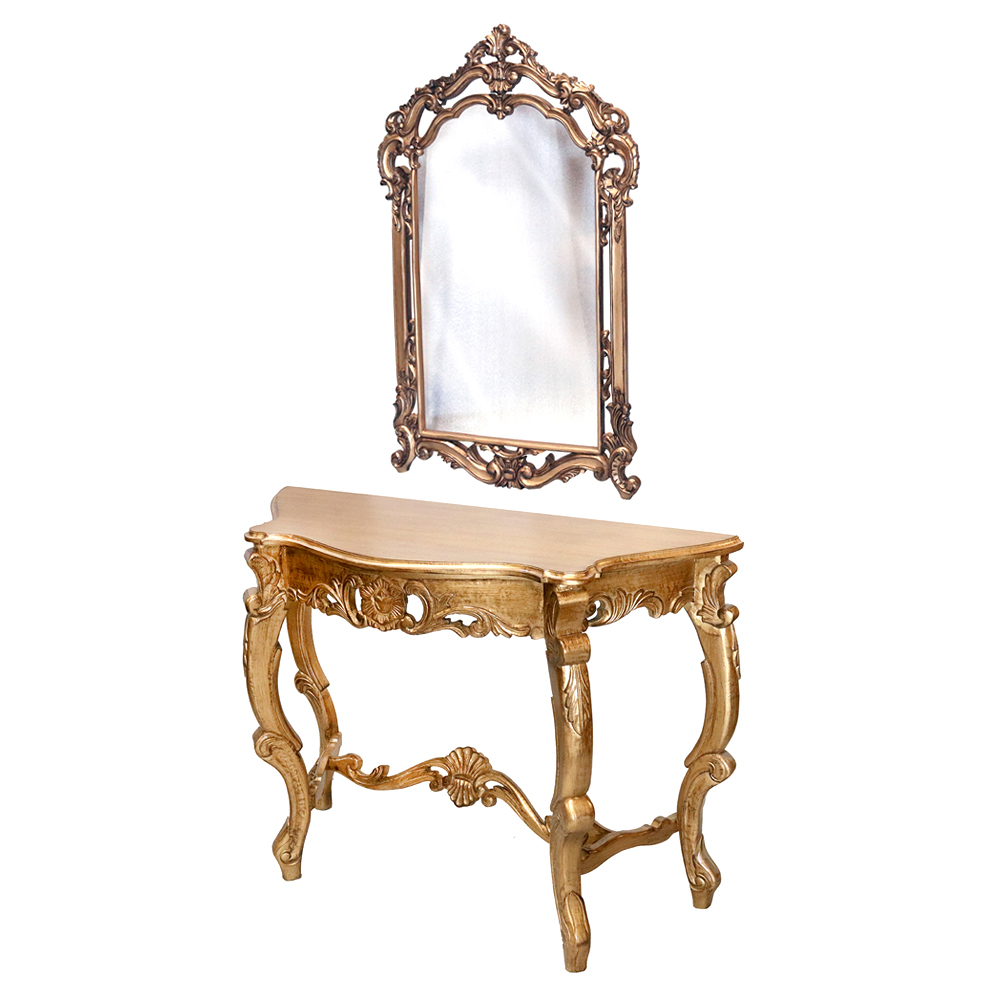 Traditional Louis XV Wall Console and Mirror Set
