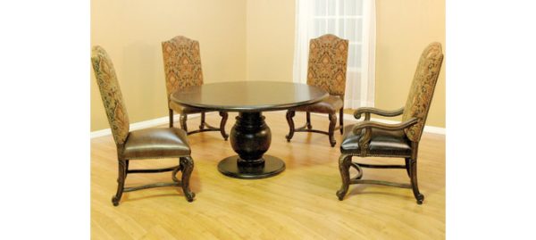 Round Wood Top Traditional Dining Table - Image 3